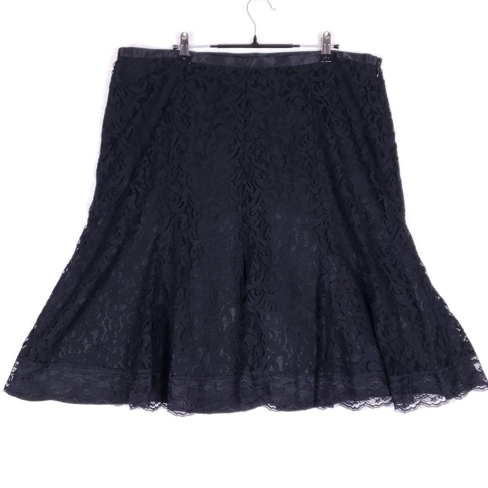 Lane Bryant Floral Lace A-Line Skirt 18 Black